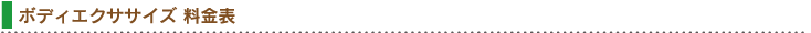 ボディエクササイズ料金表