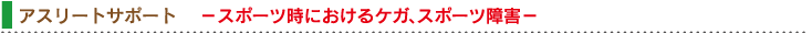 アスリートサポート –スポーツ時におけるケガ、スポーツ障害–